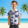 New York Giants Hawaiian Shirt - Custom Botanical Theme Blue White Aloha Shirt