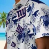 New York Giants Hawaiian Shirt - Custom Botanical Theme Blue White Aloha Shirt