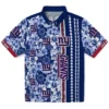 New York Giants Hawaiian Shirt - Custom Hibiscus Arrows Blue White Aloha Shirt