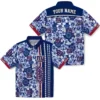 New York Giants Hawaiian Shirt - Custom Hibiscus Arrows Blue White Aloha Shirt