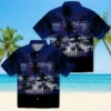 New York Giants Hawaiian Shirt - Custom Sunset Scene Blue Black Aloha Shirt