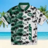 New York Jets Hawaiian Shirt - Custom Palm Silhouettes Green Aloha Shirt