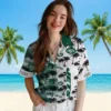 New York Jets Hawaiian Shirt - Custom Palm Silhouettes Green Aloha Shirt