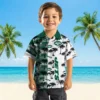 New York Jets Hawaiian Shirt - Custom Palm Silhouettes Green Aloha Shirt