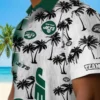 New York Jets Hawaiian Shirt - Custom Palm Silhouettes Green Aloha Shirt