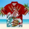 San Francisco 49ers Hawaiian Shirt - Custom Surfing Skeleton Red Blue Aloha Shirt