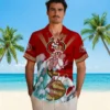 San Francisco 49ers Hawaiian Shirt - Custom Surfing Skeleton Red Blue Aloha Shirt