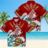 San Francisco 49ers Hawaiian Shirt - Custom Surfing Skeleton Red Blue Aloha Shirt