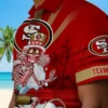 San Francisco 49ers Hawaiian Shirt - Custom Surfing Skeleton Red Blue Aloha Shirt