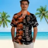 San Francisco Giants Hawaiian Shirt - Custom Palm Silhouettes Orange Aloha Shirt
