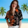 San Francisco Giants Hawaiian Shirt - Custom Palm Silhouettes Orange Aloha Shirt