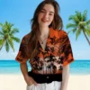 San Francisco Giants Hawaiian Shirt - Custom Sunset Scene Orange Black Aloha Shirt