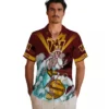 Washington Commanders Hawaiian Shirt - Custom Surfing Skeleton Burgundy Blue Aloha Shirt