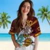 Washington Commanders Hawaiian Shirt - Custom Surfing Skeleton Burgundy Blue Aloha Shirt