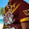 Washington Commanders Hawaiian Shirt - Custom Surfing Skeleton Burgundy Blue Aloha Shirt