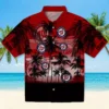 Washington Nationals Hawaiian Shirt - Custom Sunset Scene Red Black Aloha Shirt