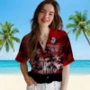 Washington Nationals Hawaiian Shirt - Custom Sunset Scene Red Black Aloha Shirt