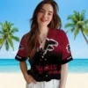 Atlanta Falcons Hawaiian Shirt � Customized Sunset Pattern Red Black Casual Button Down For Men & Women