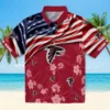 Atlanta Falcons Hawaiian Shirt � Customized Us Flag Hibiscus Red Casual Button Down For Men & Women