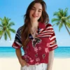 Atlanta Falcons Hawaiian Shirt � Customized Us Flag Hibiscus Red Casual Button Down For Men & Women