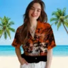 Baltimore Orioles Hawaiian Shirt - Customized Sunset Scene Orange Black - Gift For Men, Women