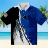 Carolina Panthers Hawaiian Shirt � Customized Edgy Streaks Blue White, Casual Button Down For Men & Women