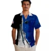 Carolina Panthers Hawaiian Shirt � Customized Edgy Streaks Blue White, Casual Button Down For Men & Women