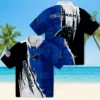 Carolina Panthers Hawaiian Shirt � Customized Edgy Streaks Blue White, Casual Button Down For Men & Women