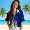 Carolina Panthers Hawaiian Shirt � Customized Edgy Streaks Blue White, Casual Button Down For Men & Women