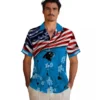 Carolina Panthers Hawaiian Shirt � Customized Us Flag Hibiscus Blue, Casual Button Down For Men & Women