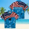 Carolina Panthers Hawaiian Shirt � Customized Us Flag Hibiscus Blue, Casual Button Down For Men & Women