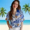 Chicago Cubs Hawaiian Shirt - Customized Floral Baseball Blue White - Gift For Men, Women