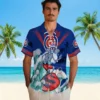 Chicago Cubs Hawaiian Shirt - Customized Tribal Stripes Blue White - Gift For Men, Women