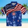 Chicago Cubs Hawaiian Shirt - Customized Us Flag Hibiscus Blue - Gift For Men, Women