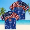 Chicago Cubs Hawaiian Shirt - Customized Us Flag Hibiscus Blue - Gift For Men, Women