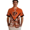 Cincinnati Bengals Hawaiian Shirt � Customized Floral Chevron Orange, Casual Button Down For Men & Women