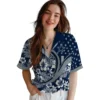 Dallas Cowboys Hawaiian Shirt - Personalized Baseball Floral Customized Floral Wave Blue White Aloha Shirt