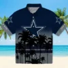 Dallas Cowboys Hawaiian Shirt - Personalized Baseball Floral Customized Sunset Blue Black Aloha Shirt