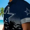 Dallas Cowboys Hawaiian Shirt - Personalized Baseball Floral Customized Sunset Blue Black Aloha Shirt
