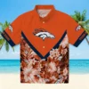 Denver Broncos Hawaiian Shirt - Personalized Baseball Floral Customized Floral Chevron Orange Aloha Shirt