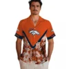 Denver Broncos Hawaiian Shirt - Personalized Baseball Floral Customized Floral Chevron Orange Aloha Shirt