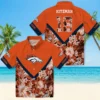 Denver Broncos Hawaiian Shirt - Personalized Baseball Floral Customized Floral Chevron Orange Aloha Shirt