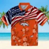 Denver Broncos Hawaiian Shirt - Personalized Baseball Floral Customized Us Flag Hibiscus Aloha Shirt