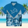 Detroit Lions Hawaiian Shirt - Customized Floral Chevron Blue Aloha Shirt