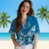 Detroit Lions Hawaiian Shirt - Customized Floral Chevron Blue Aloha Shirt