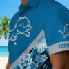 Detroit Lions Hawaiian Shirt - Customized Floral Chevron Blue Aloha Shirt