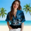 Detroit Lions Hawaiian Shirt - Customized Sunset Scene Blue Black Aloha Shirt