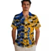 Los Angeles Rams Hawaiian Shirt - Personalized Baseball Floral Customized Palm Silhouettes Aloha Shirt