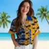 Los Angeles Rams Hawaiian Shirt - Personalized Baseball Floral Customized Palm Silhouettes Aloha Shirt