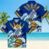 Los Angeles Rams Hawaiian Shirt - Personalized Baseball Floral Customized Surfing Skeleton Aloha Shirt